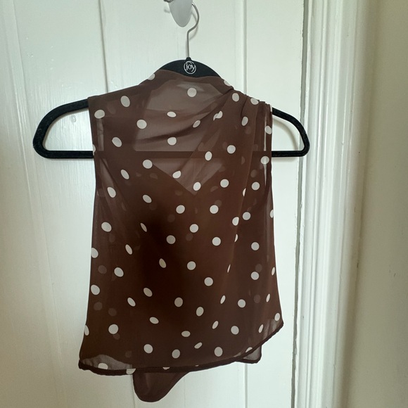 Brown Polka Dot Sleeveless mesh top Abercrombie XS - Picture 2 of 4